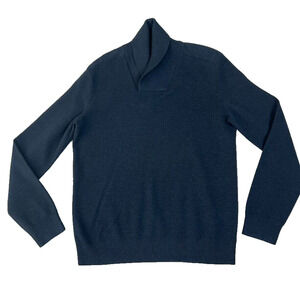 Theory Sweater Mens Blue XL 100% Merino Wool Cowl Neck Heavyweight Knit